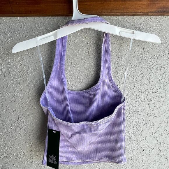 Wild Fable Size XXS Washed Purple Ribbed Cropped Halter Tank Top  Size XXS - Picture 3 of 6